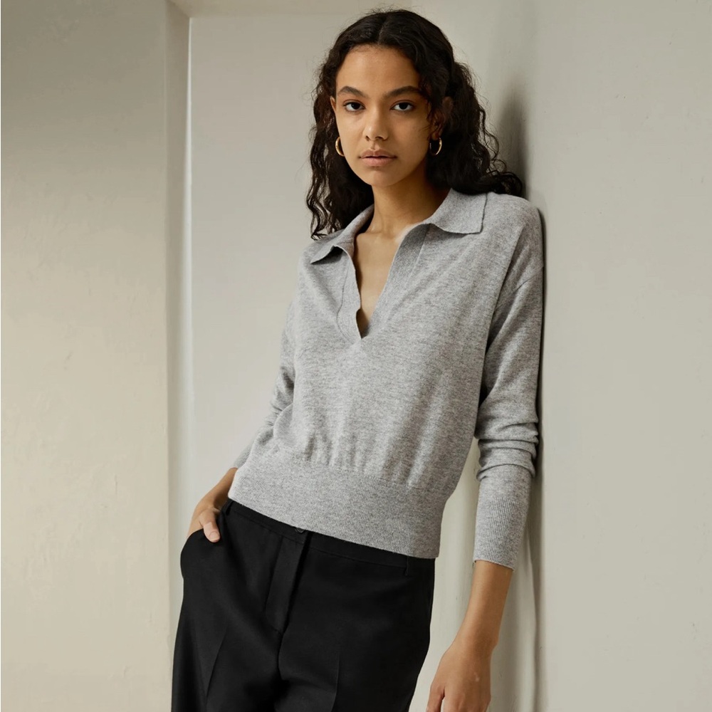 Lily Silk Cashmere Polo Sweater